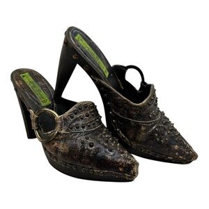 Materia Prima by Goffredo Fantini Distressed Studded Pointed Mule - Size 9/40
